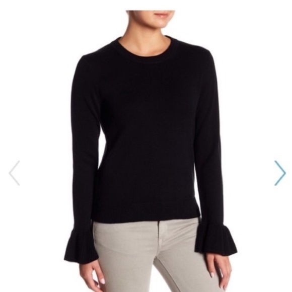 J. Crew Sweaters - J.Crew Ruffle Cuff Black Crew Sweater✨
